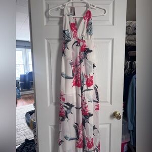 Simplee Apparel Floral Maxi Dress - Pink and Black